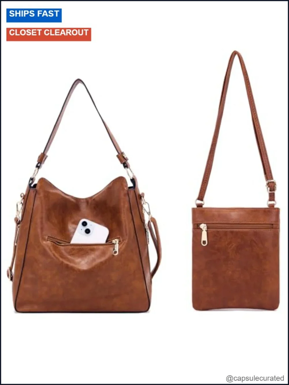 4PCS Vegan Leather Handbag & Wallet Set Large Hobo Crossbody Purse with